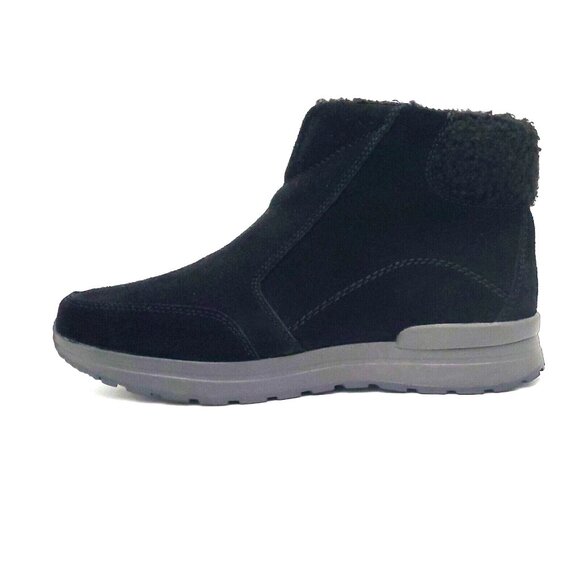 Lands' End Black Suede & Faux Fur Fleece Zip Up Ankle Boots Women's Size 7B - Picture 7 of 12
